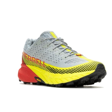 Merrell Trail Running Shoes Agility Peak 5 (comfortable fit, Rock Plate) grey/yellow/red Men