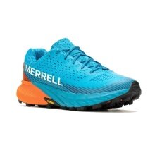 Merrell Trail Running Shoes Agility Peak 5 (comfortable fit, Rock Plate) aqua blue/orange Men