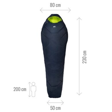 Millet Sleeping Bag Baikal 1100 Long (3-season sleeping bag, Right) - Zip opening on the right - sapphire blue