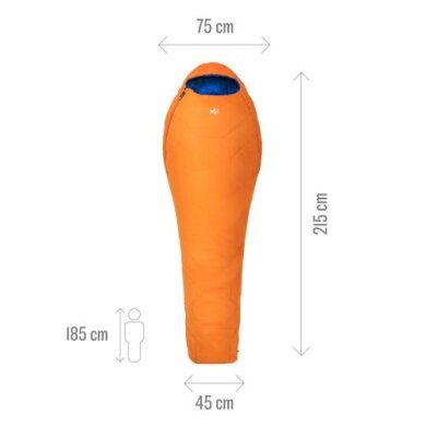 Millet Sleeping Bag Baikal 750 Reg (2-season sleeping bag, Left) - Zip opening on the left - orange