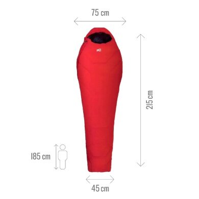 Millet Sleeping Bag Baikal 1500 Reg (3-season sleeping bag, Left) - Zip opening on the left - red