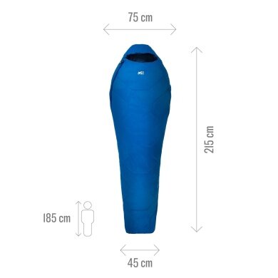 Millet Sleeping Bag Baikal 750 Reg (2-Season Sleeping Bag, Left) - Zip Opening on the Left - Blue