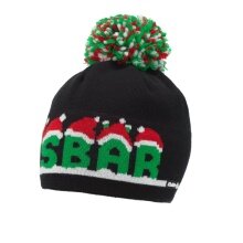 Polar Bear Hat (Pom Pom) Santa Polar Bear Black/Green/Red Men