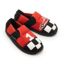 Nanga Slippers Racing Driver - 100% Organic Cotton - Grey/Red Toddlers/Children (Size 24-25)