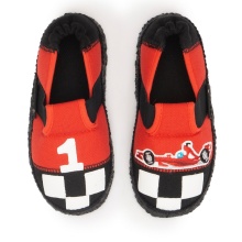 Nanga Slippers Racing Driver - 100% Organic Cotton - Grey/Red Toddlers/Children (Size 26-30)