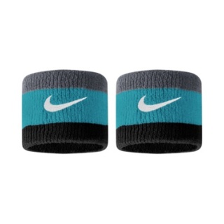 Nike Sweatband Swoosh (72% Cotton) light grey/blue/black - 2 Pieces