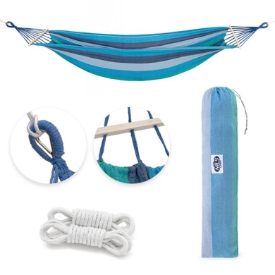 Nils Camp Hammock NC9004 (Canvas, durable, easy to hang, with wooden stick) blue 210x150cm