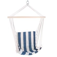 Nils Camp Hanging Chair NC3101 (Wooden Beam, TC Material, max. User Weight 120kg) White/Blue 46x90cm