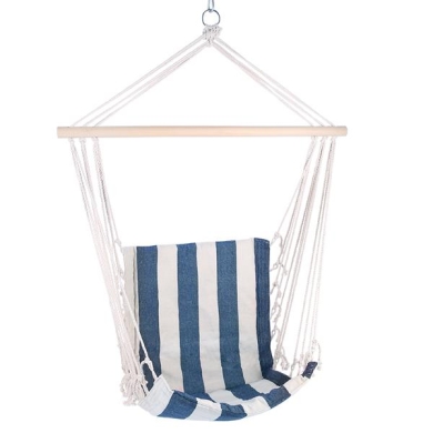 Nils Camp Hanging Chair NC3101 (Wooden Beam, TC Material, max. User Weight 120kg) White/Blue 46x90cm