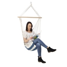 Nils Camp Hanging Chair NC3101 (Wooden Beam, TC Material, max. User Weight 120kg) White/Blue 46x90cm