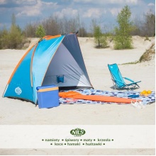 Nils Camp Beach Shelter NC8030 (UV Protection, Waterproof Bottom) for the Family Turquoise Blue - 120x260x120cm