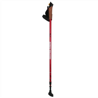 Nils Camp Hiking Poles NW607 Nordic Walking (ergonomic cork handle, rubber tips, adjustable height) red - 2 pieces