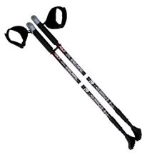 Nils Camp Hiking Poles NW608 Nordic Walking (ergonomic grip, rubber tips, adjustable height) black - 2 pieces