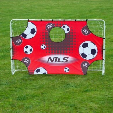 Nils Camp Football Goals BR240P with Training Panel - 240x150cm - white/red