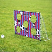 Nils Camp Football Goals NT7788 with Training Panel - 215x150cm - grey/blue/red