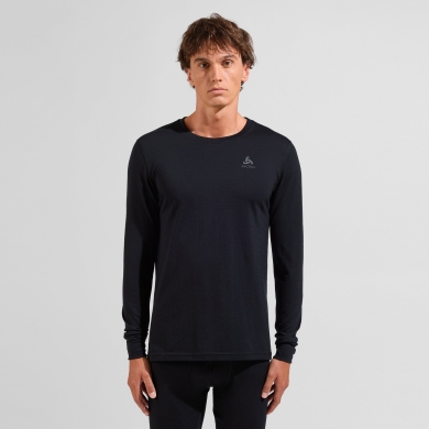 Odlo Long Sleeve Merino Natural (100% Merino Wool, Fabric Thickness 200) Underwear 2023 Black Men