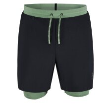 Odlo Trail Running Shorts 2-in-1 Short X-Alp Trail 6 inch (optimal freedom of movement, inner shorts) short black/loden Men