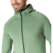 Odlo Fleece Jacket Ascent Performance Wool Warm Mid Layer with Hood (Merino Wool) loden green Men