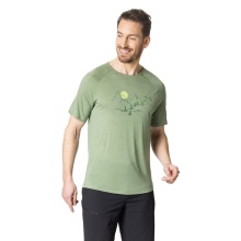 Odlo Hiking/Leisure Tshirt Crew Neck Ascent Performance Wool 130 with Landscape Print loden green Men