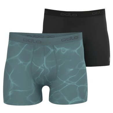 Odlo Boxershorts Active F-Dry Graphic Underwear black/blue Men - 2 Pack