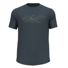 Odlo Hiking/Leisure Tshirt Ascent Performance Wool 130 Run Bike Hike with Landscape Print dark grey Men