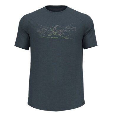 Odlo Hiking/Leisure Tshirt Ascent Performance Wool 130 Run Bike Hike with Landscape Print dark grey Men