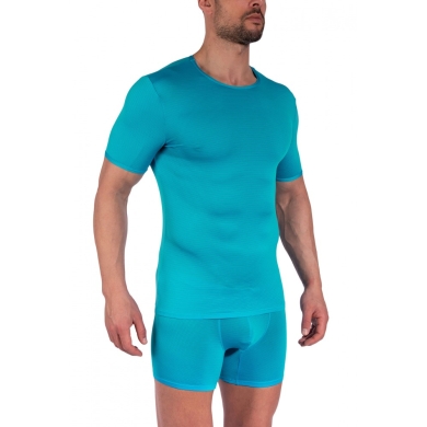 Olaf Benz Underwear T-shirt RED1201 (Polyamide, comfortable wearing experience) aqua blue Men's