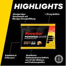 PowerBar PowerGel Shots (Carbohydrate gummies with C2MAX Dual Source Carb Mix, containing caffeine) Cola 24x60g box