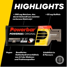 PowerBar PowerGel Original (Carbohydrate Gel, Caffeine-Containing) Espresso 24x41g Box