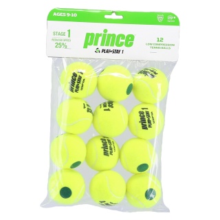 Prince Methodology Balls Play&Stay Stage 1 (green dot) yellow 12-pack