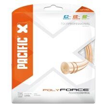 Stringing with tennis string Pacific Poly Force lightorange