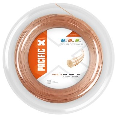 Pacific Tennis String Poly Force (Durability+Control) light orange 200m Roll