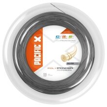 Pacific Tennis String Poly Power Pro (Durability+Power) silver 200m roll