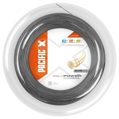 Pacific Tennis String Poly Power Pro (Durability+Power) silver 200m roll