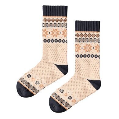 Polar Star Daily Sock Crew Agenda Winter Pattern (Cotton, warm) beige/black - 1 Pair