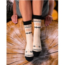 Polar Star Daily Sock Crew Agenda Winter Pattern (Cotton, warm) beige/black - 1 Pair