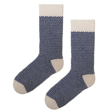 Polar Star Daily Sock Crew Magnus (Cotton, warm) beige/navy blue - 1 pair