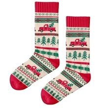 Polar Star Daily Sock Crew Anders Winter Pattern (Cotton, warm) beige/red/green - 1 Pair