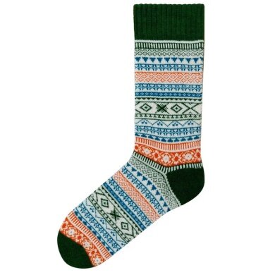 Polar Star Daily Sock Crew Arne Winter Pattern (Cotton, warm) green/multi-coloured - 1 Pair