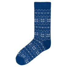 Polar Star Daily Sock Crew Bergen Winter Pattern (Cotton, Warm) Navy Blue - 1 Pair