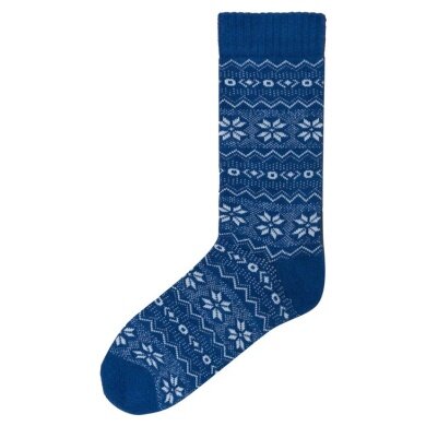 Polar Star Daily Sock Crew Bergen Winter Pattern (Cotton, Warm) Navy Blue - 1 Pair