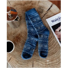 Polar Star Daily Sock Crew Bergen Winter Pattern (Cotton, Warm) Navy Blue - 1 Pair