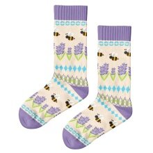 Polar Star Daily Sock Crew Villbie (Cotton, warm) beige/purple - 1 pair