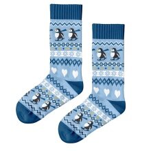 Polar Star Daily Sock Crew Isflak Winter Pattern (Cotton, warm) blue - 1 Pair