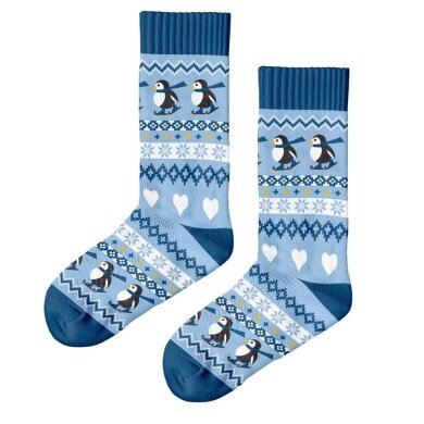 Polar Star Daily Sock Crew Isflak Winter Pattern (Cotton, warm) blue - 1 Pair