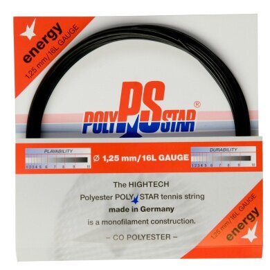 Stringing with tennis string Polystar Energy (Durability+Power) black