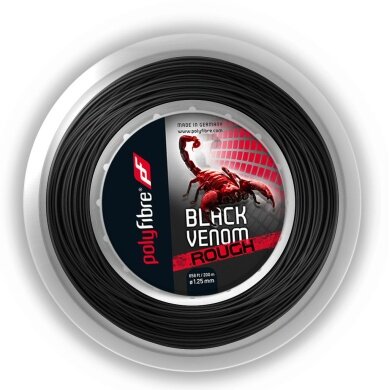 Polyfibre Tennis String Black Venom Rough (Durability+Spin) black 200m roll