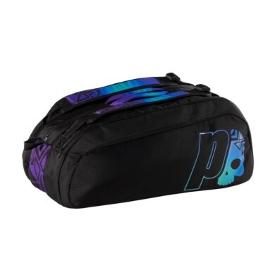 Prince Tennis Racket Bag by Hydrogen Neon Comp 3 (Racket Bag, 3 Main Compartments) Black/Colourful 12-pack