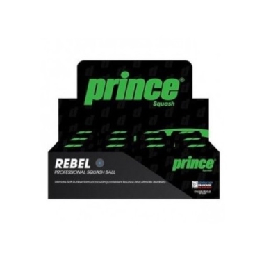 Prince Squashball Rebel (blue dot, fast) black - 12 balls in a box