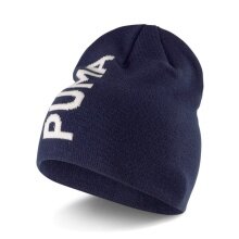 Puma Knit Hat (Beanie) Classic Cuffless with Logo - peacoat blue - 1 piece